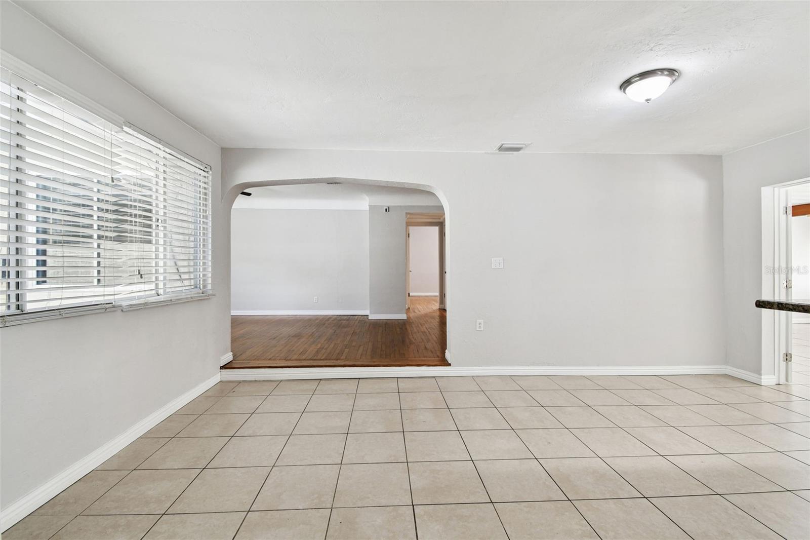 View of living room from kitchen area
