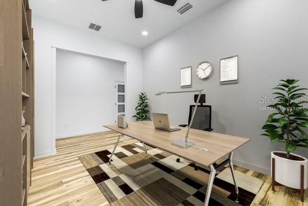 Virtually staged office/den