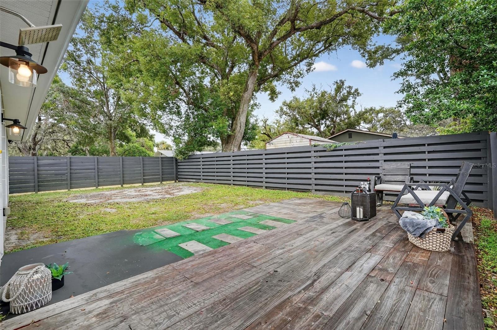 Fenced in backyard