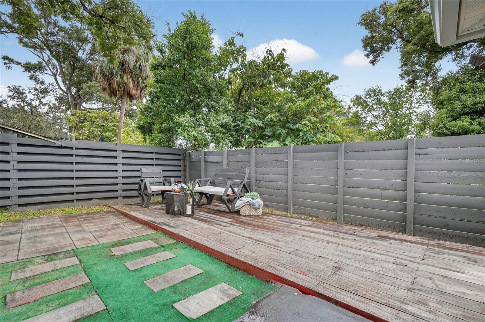 Fenced in backyard