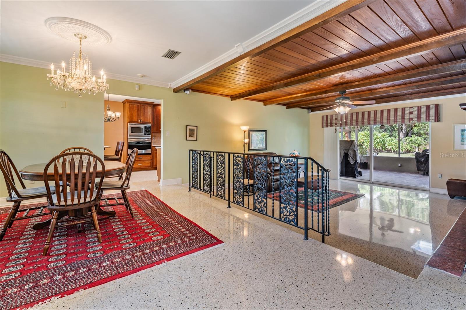 Dining Room and Family room; beautiful wood ceiling