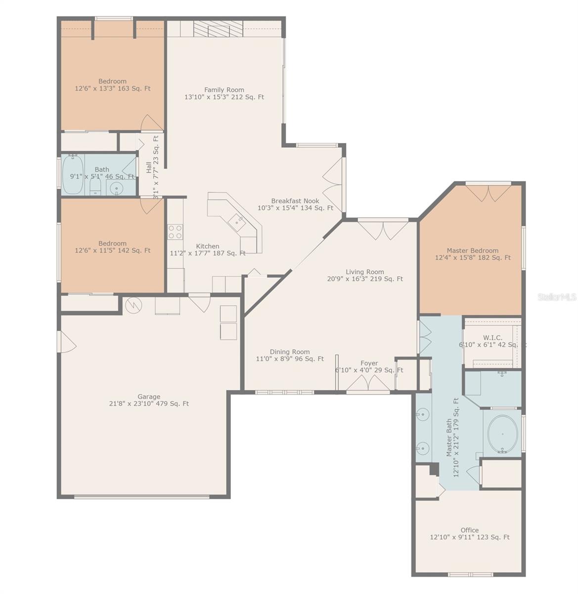 This is the Old Floorplan with kitchen just off the garage.  New Floorplan shows Kitchen moved to Living Room area.