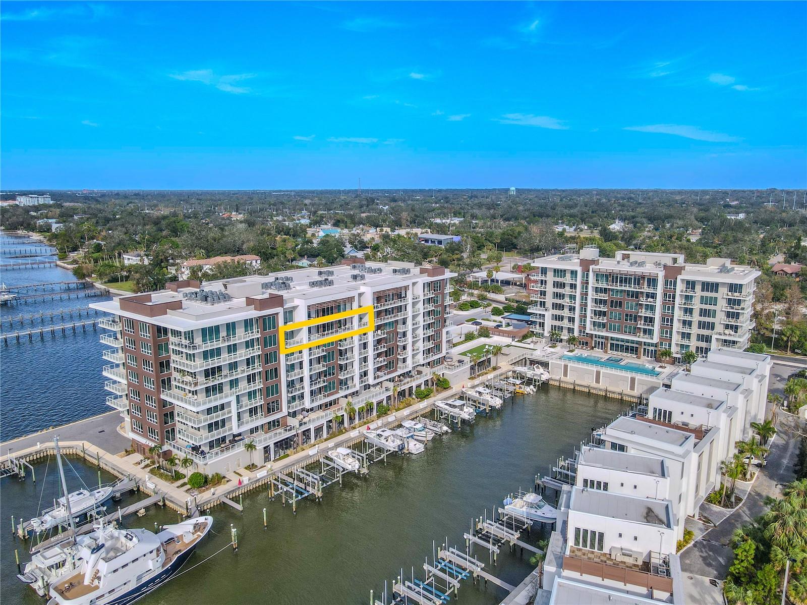 Perched on the 7th floor of Marina Bay 880, this 3-bedroom, 4-bath luxury penthouse-style residence showcases stunning panoramic views of the Intracoastal Waterway and marina below. Designed for refined coastal living, the residence includes two assigned parking spaces (#88 and #45) within a secure garage for added convenience.Located just minutes from downtown Clearwater, this premier waterfront community blends elegance and modern design with resort-style amenities. Residents enjoy a state-of-the-art fitness center, sauna and steam rooms, and a 25-meter heated saltwater lap pool featuring two Baja shelves and a raised spa overlooking the water. The property also offers a putting green, clubroom with catering pantry, 24/7 concierge service, and an on-site property manager, ensuring effortless luxury living in one of Clearwater’s most sought-after developments.