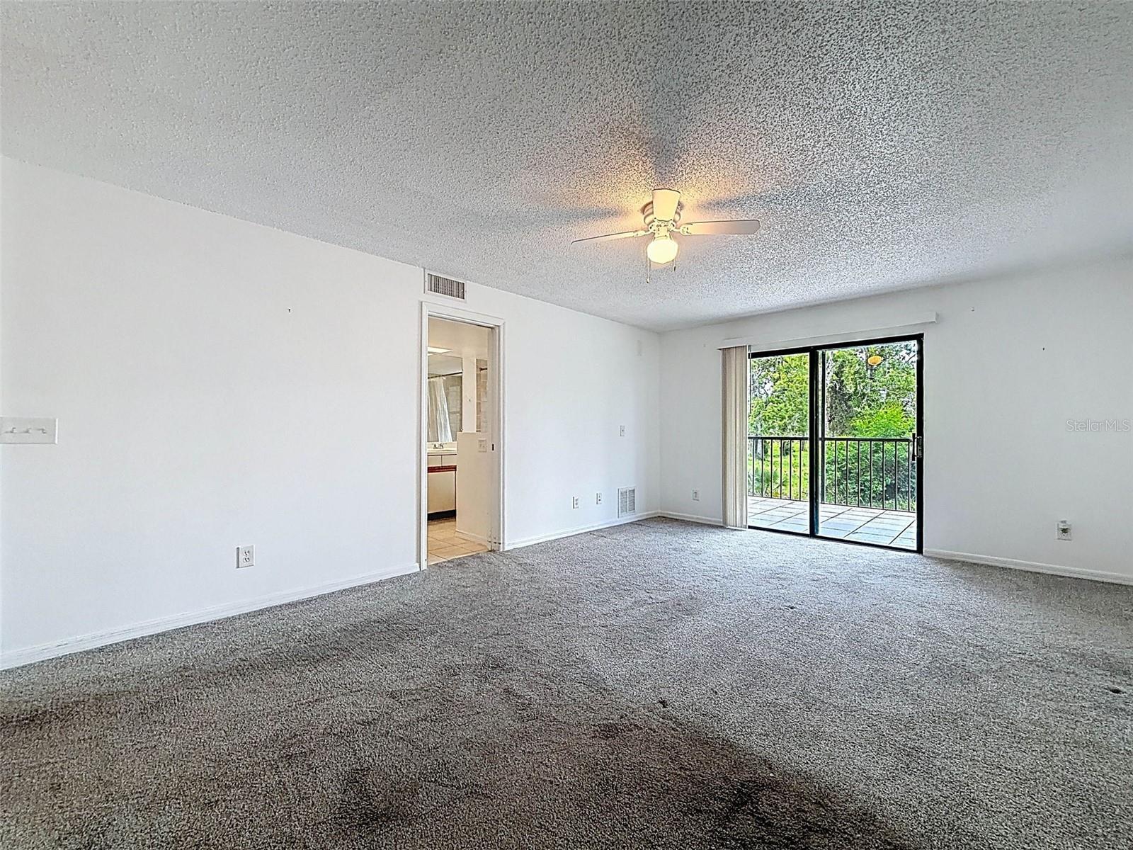 Master bedroom with access to the screened-in patio.
