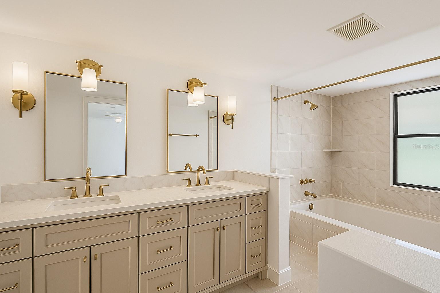 Virtually remodeled master bath to give you an idea of possibilities.