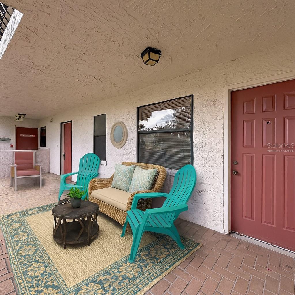 HUGE front patio just for you! 1 of 3 private patios. Virtually staged.