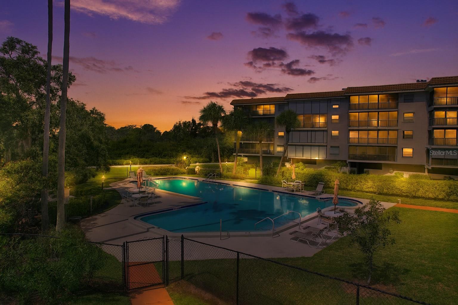 Virtual twilight photo of the pool.