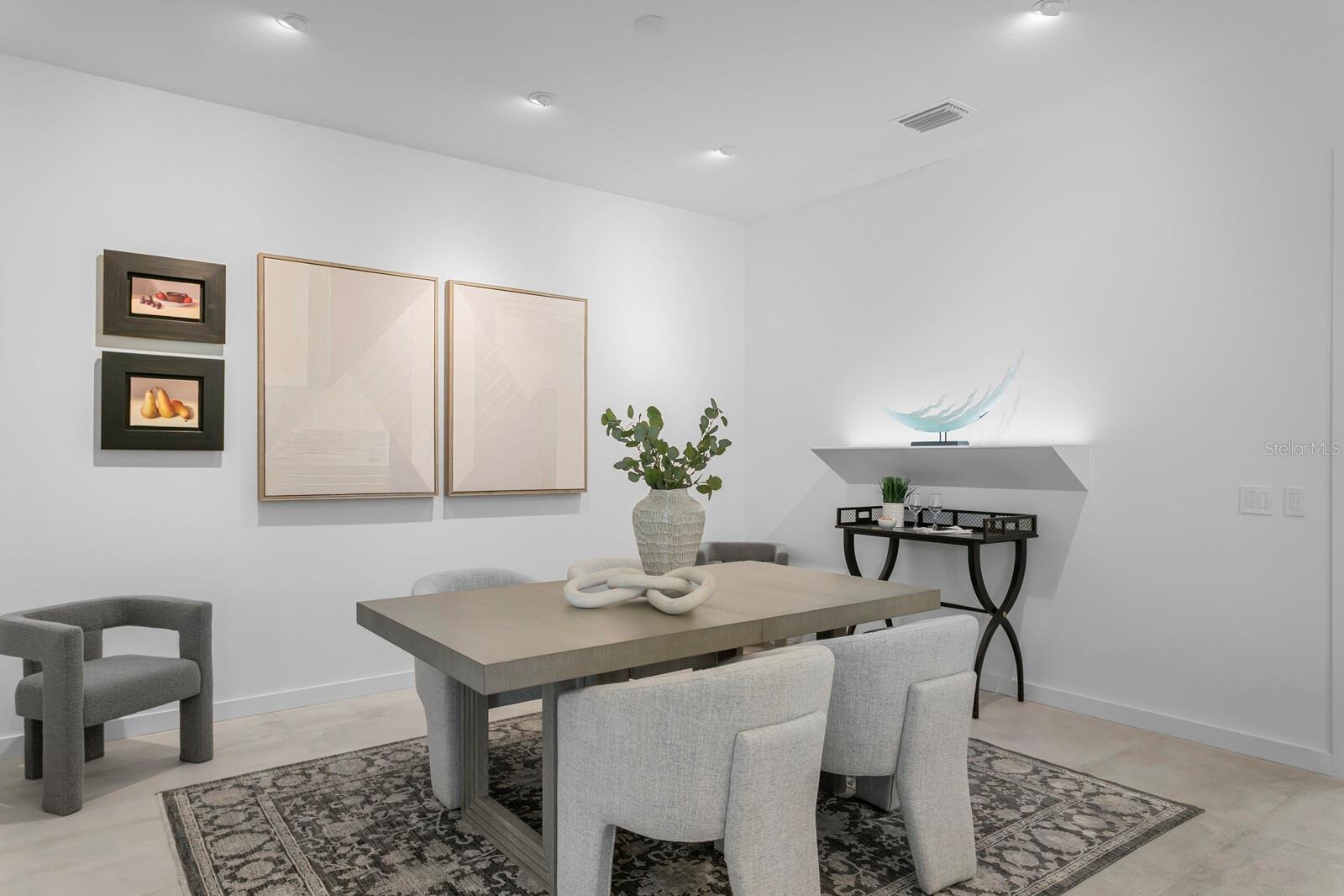 The dining room is just the right size.