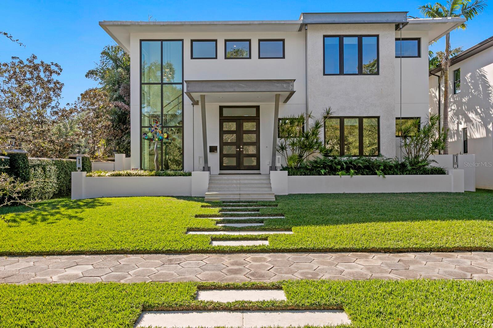 This contemporary home makes a striking impression.