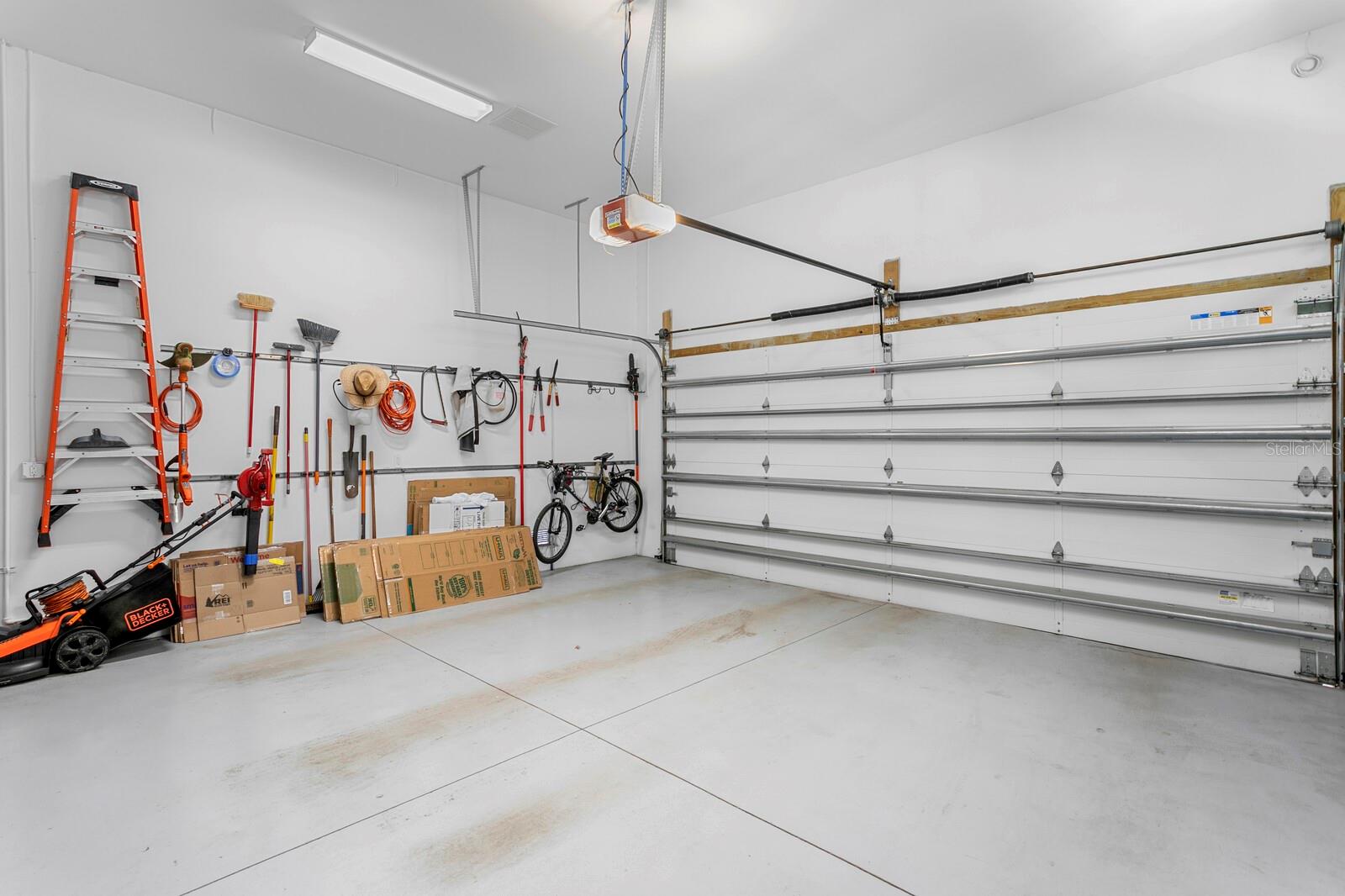 There's plenty of extra storage space in the garage.