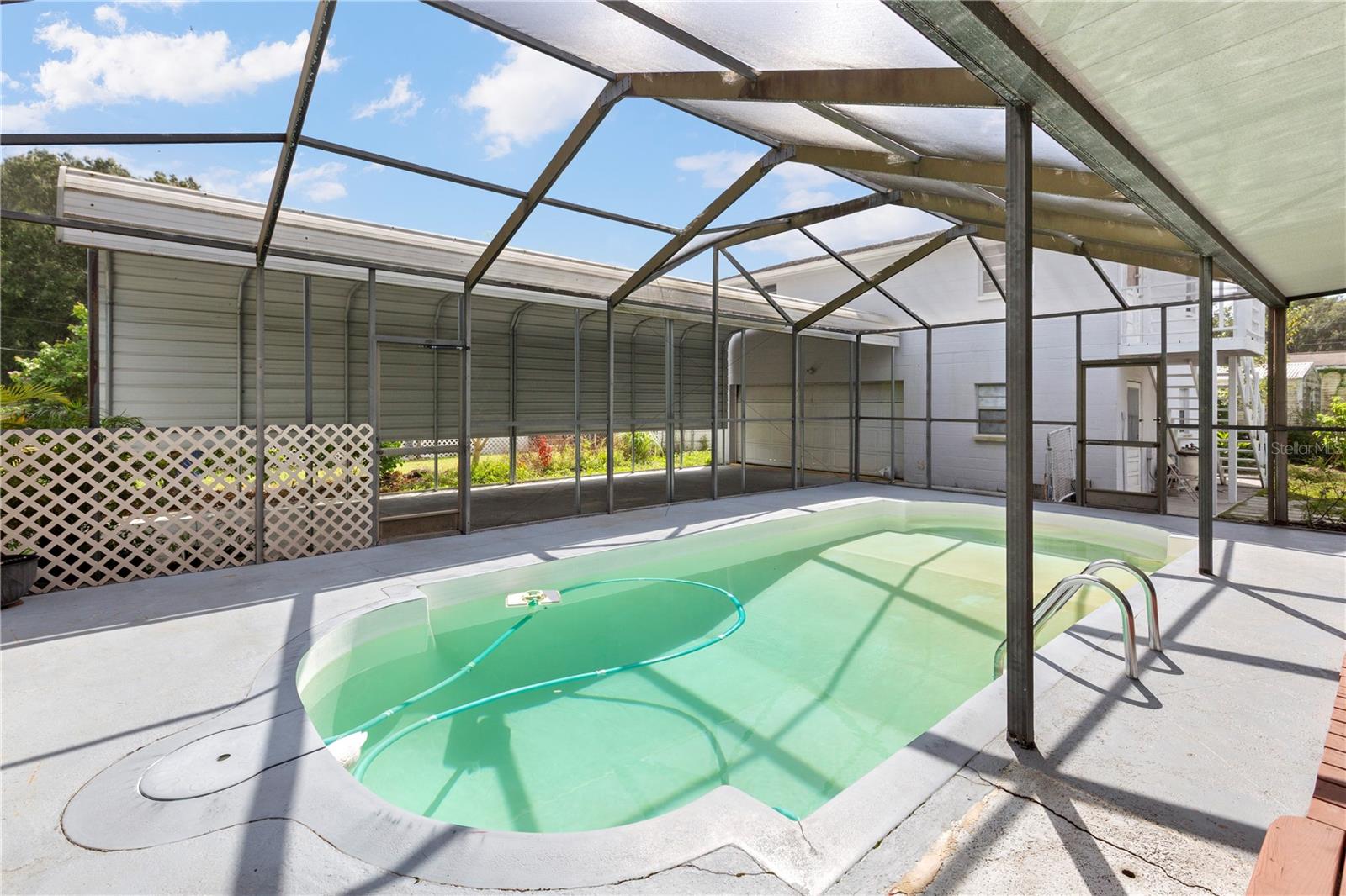 Screened in pool area