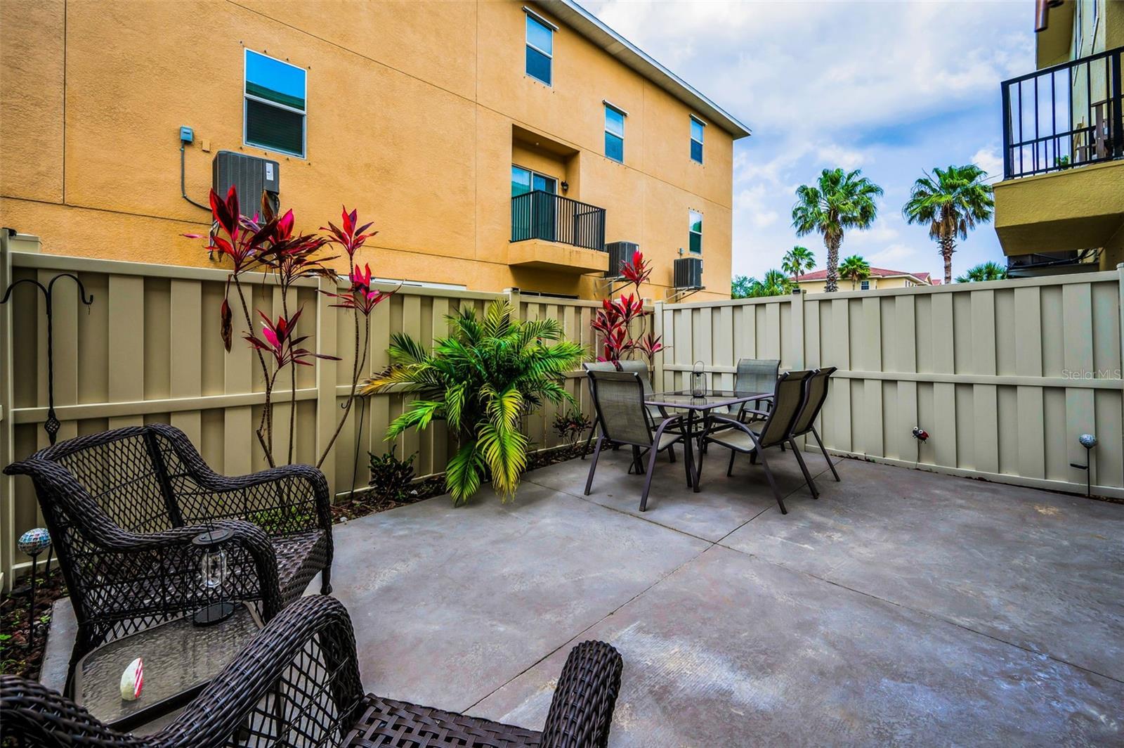 fenced in back patio