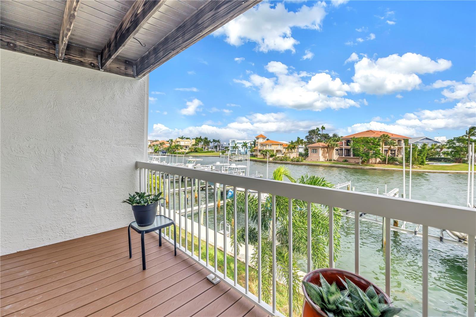Balcony off the living room looks over the boatslip #1