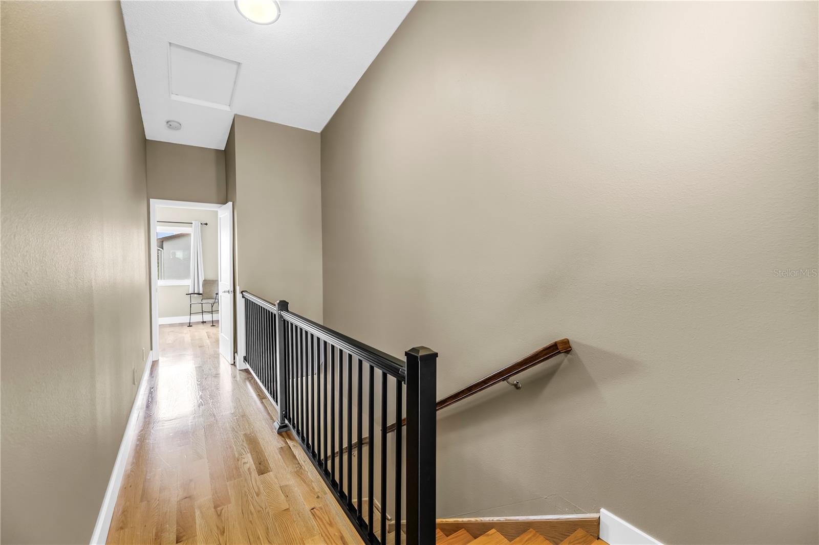 Wrought iron railing in hallway