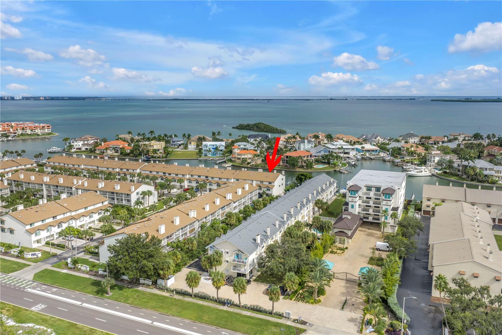Arial of Palms of Tierra looking east- Pinellas Bike Trail at the front of the complex