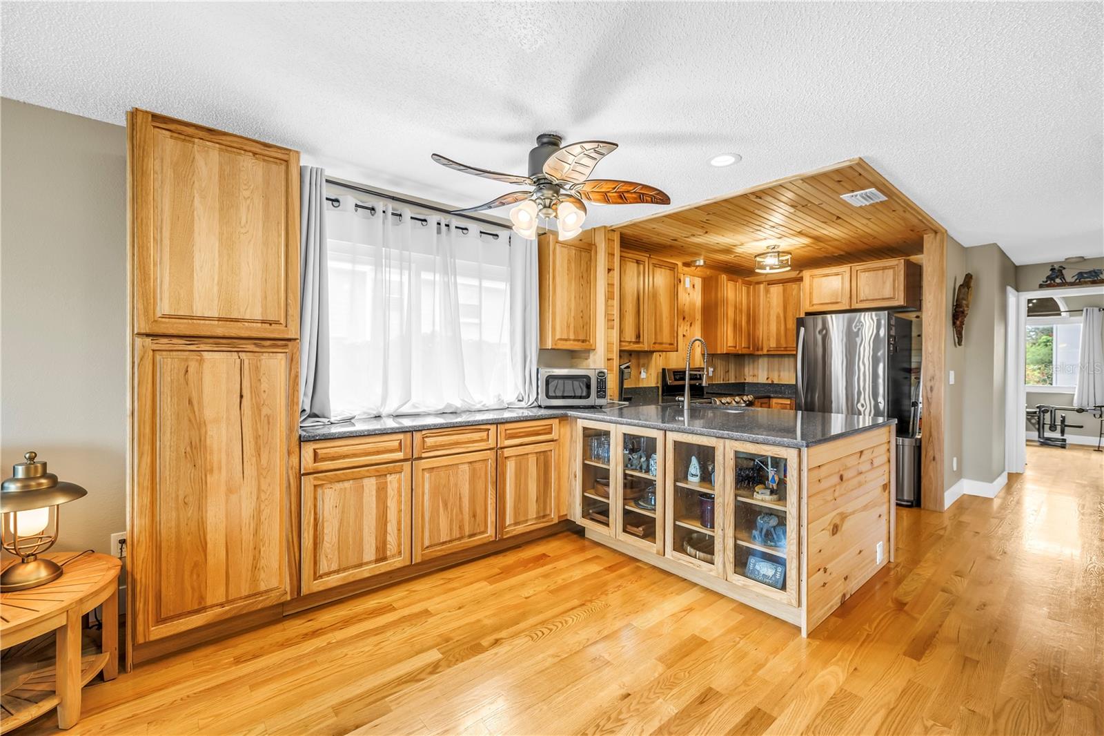 Extra storage cabinets in dining area