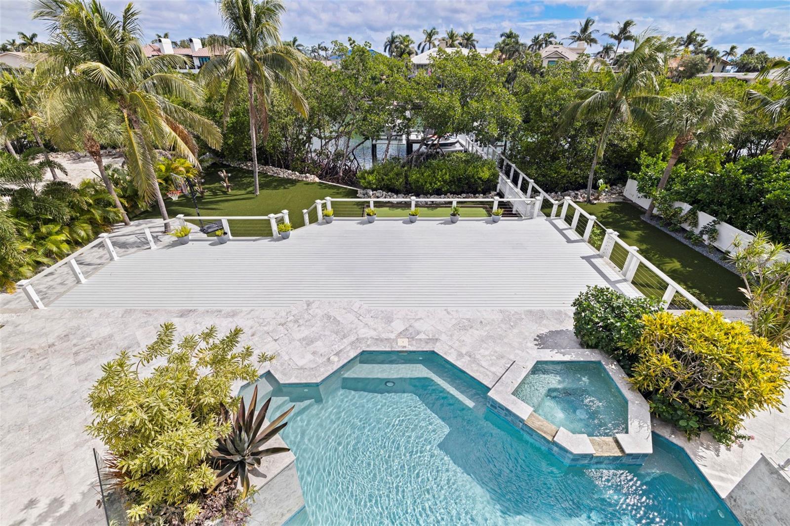 View of back patio from upper deck