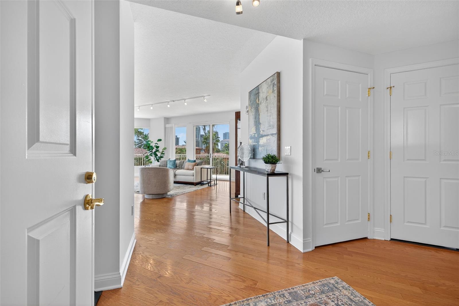 Enter right into your home from the elevator into a private foyer. Entrance through your double doors.
