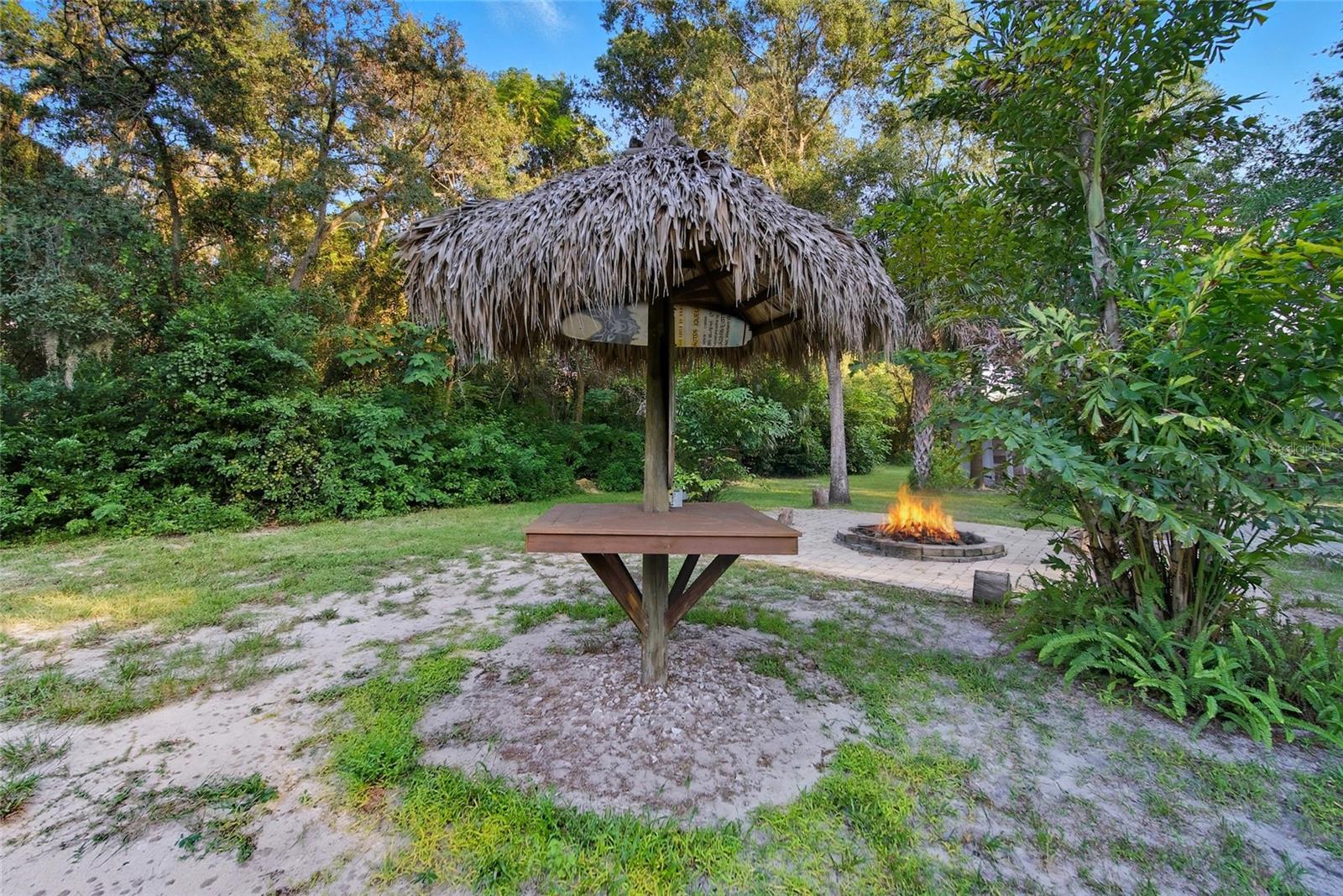 Tiki and firepit area