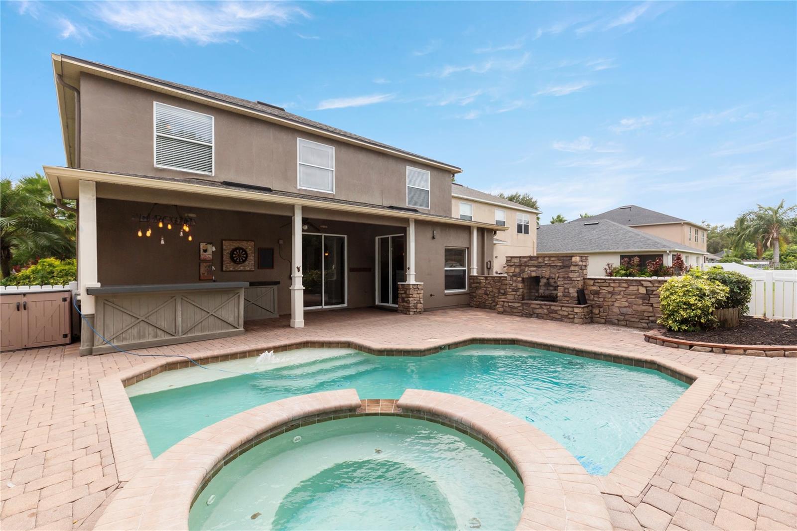 Backyard Pool, Fireplace, Bar