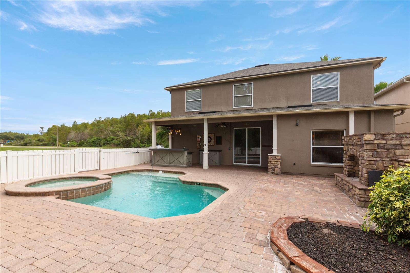 Backyard Pool, Fireplace, Bar