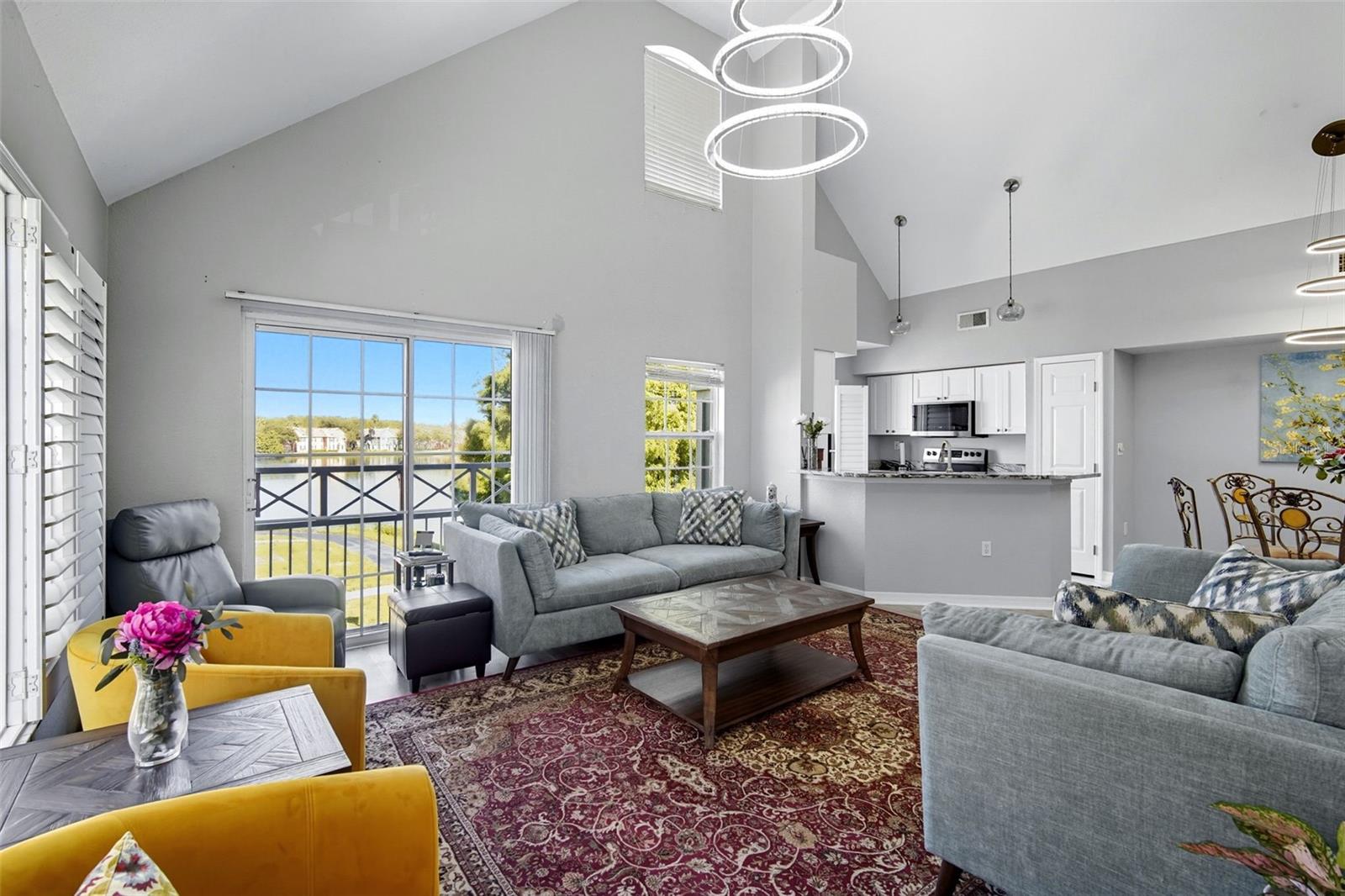 high ceiling living room