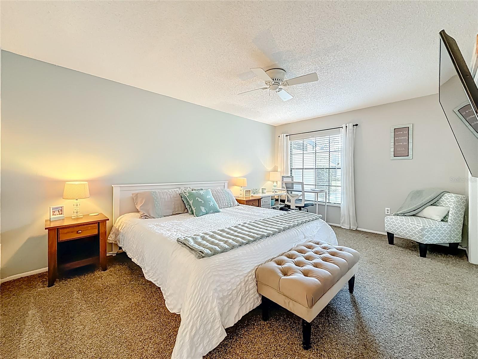 Large Primary Bedroom with Pond and Fountain View