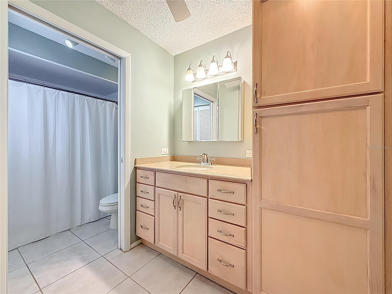 Primary Bathroom Has Separate Water Closet with Walk-In Shower and Linen Closet