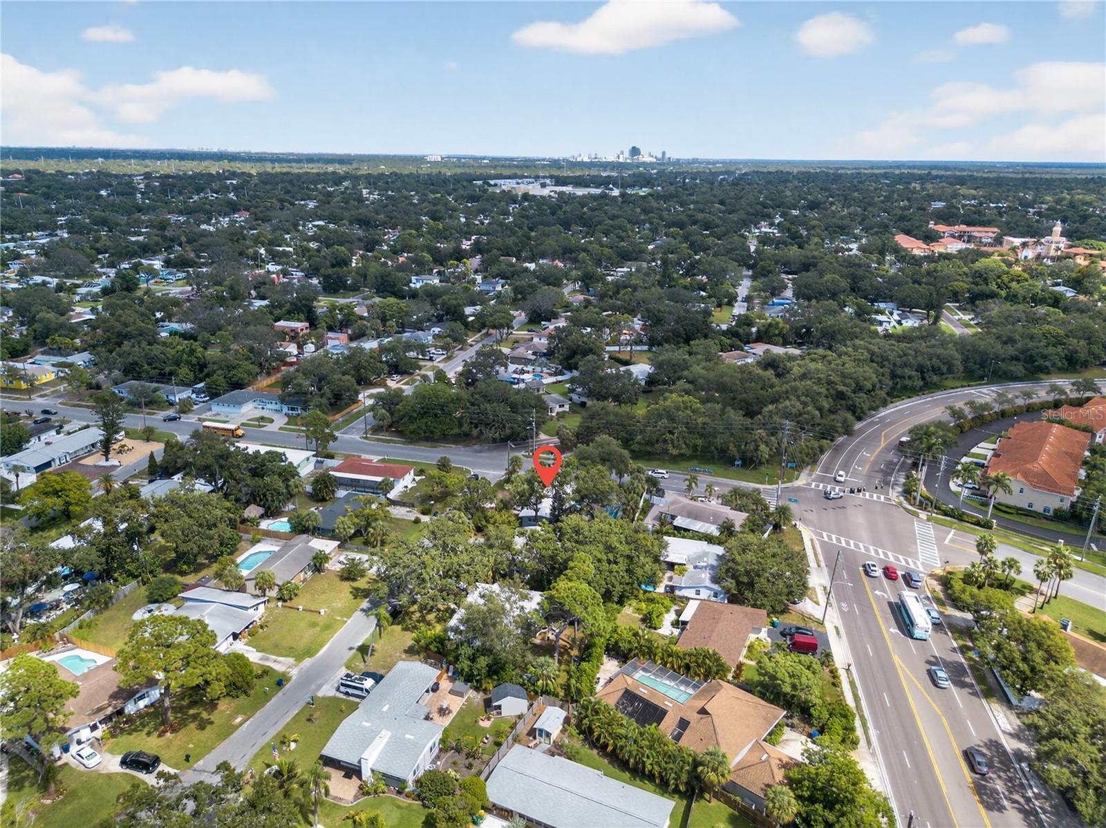 Overhead toward Downtown