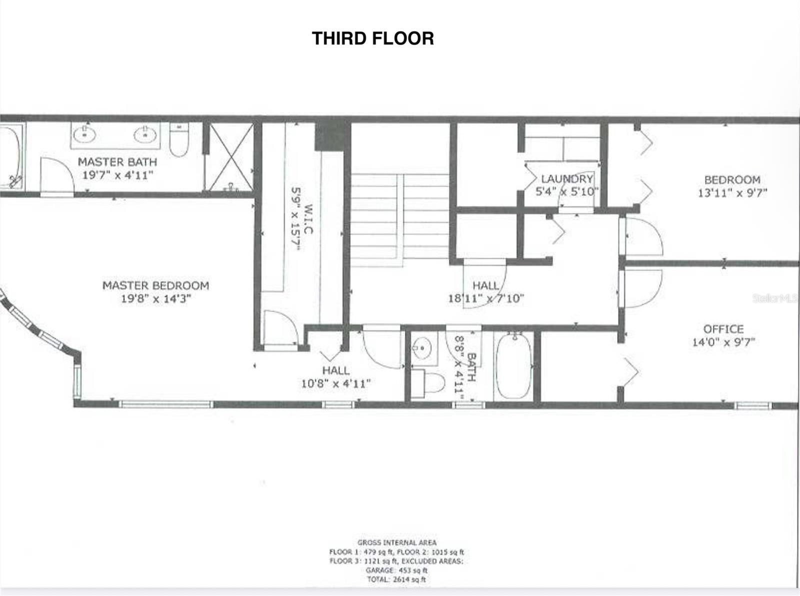 Third Floor:  Primary Suite w/Ensuite Bath. Two Bedrooms/Hall Bath.