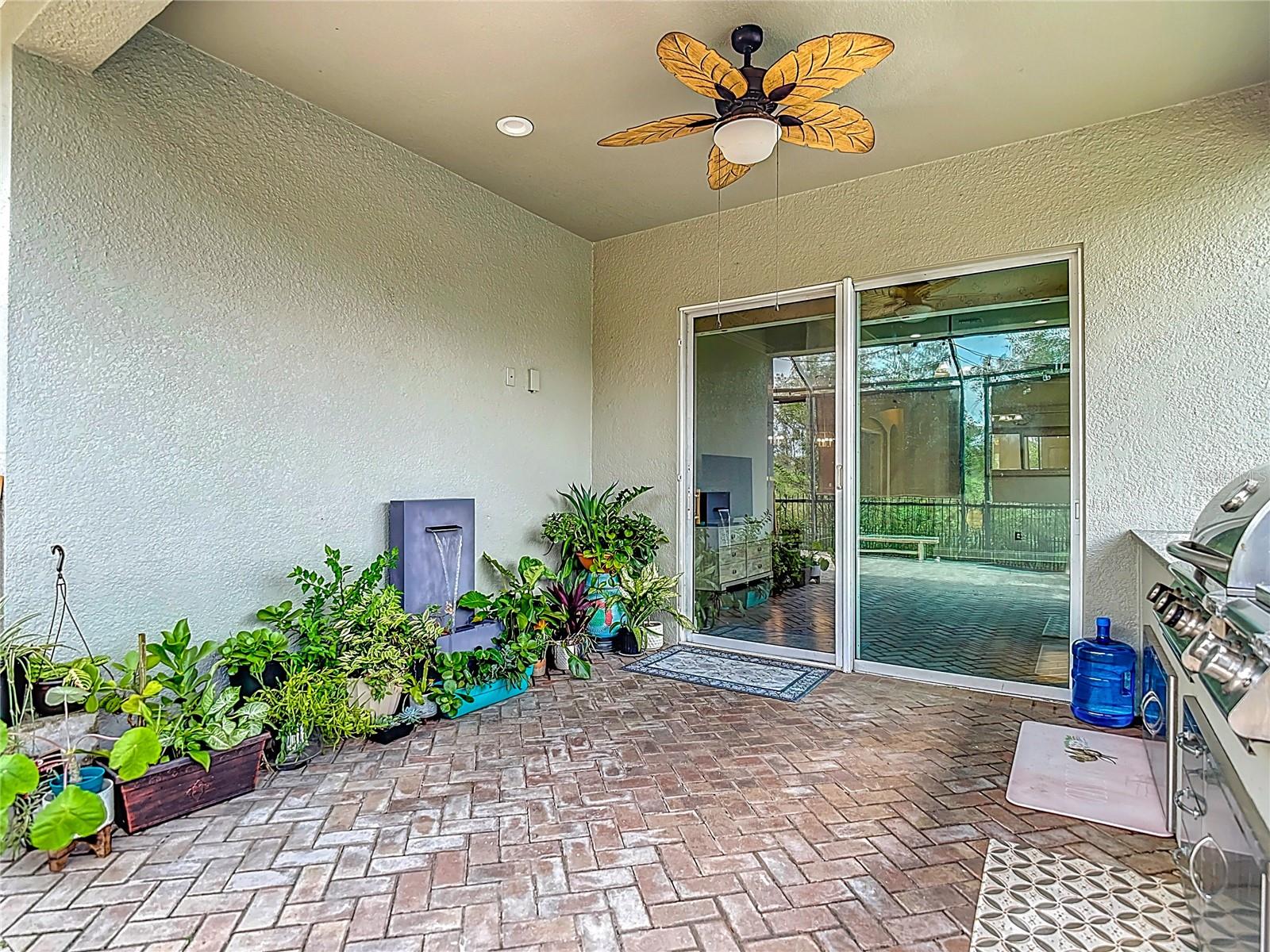 Patio with decorative water fall