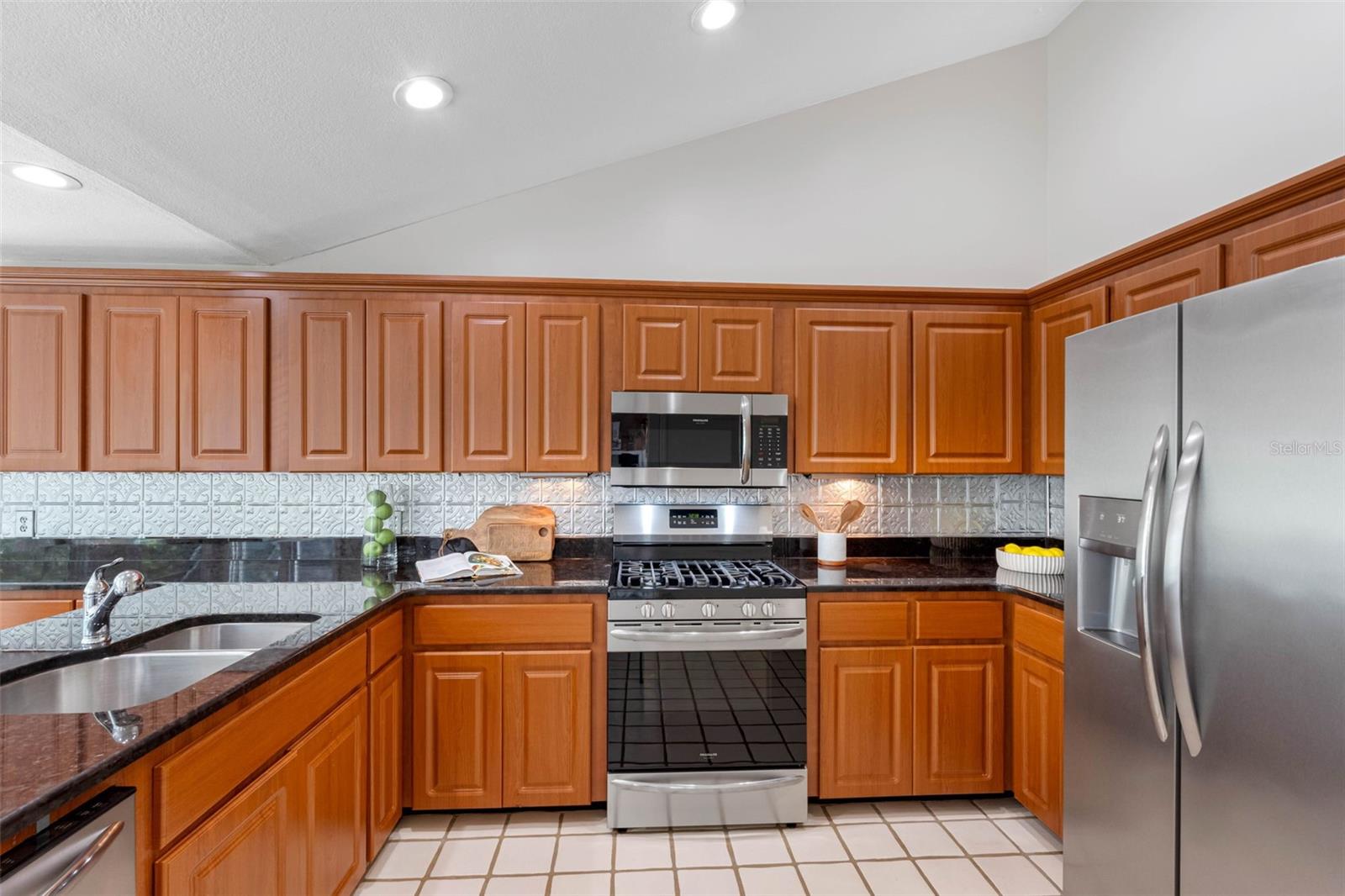 Kitchen features natural gas cooking