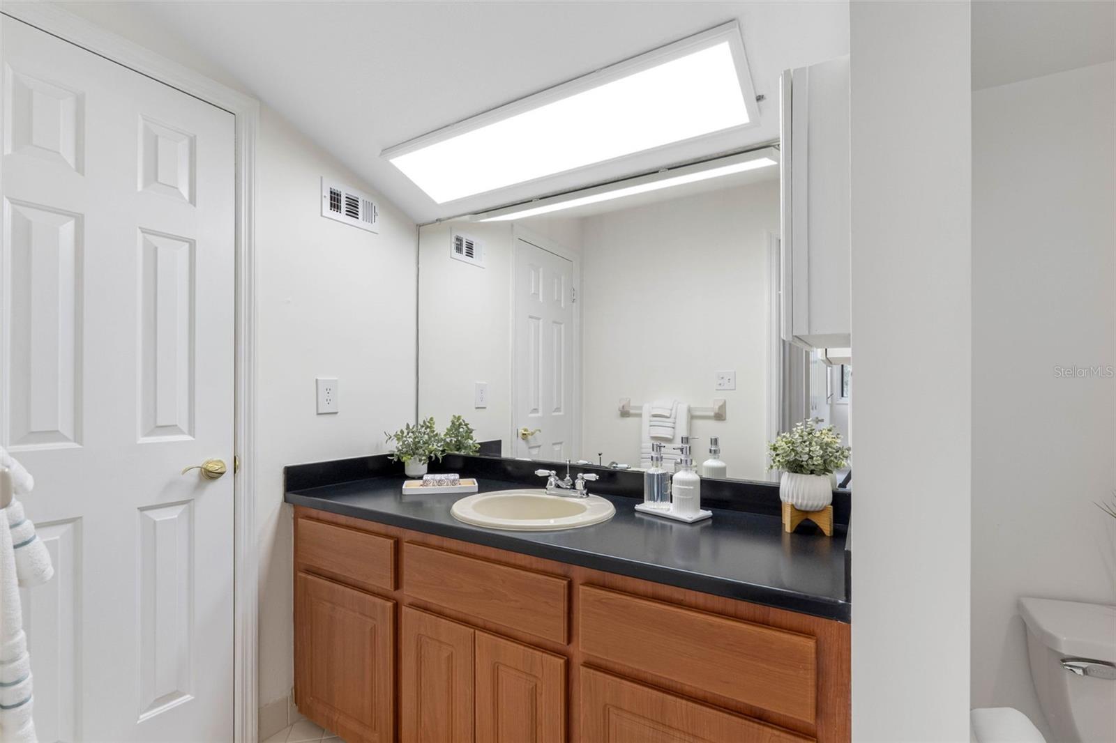 The upstairs full bathroom