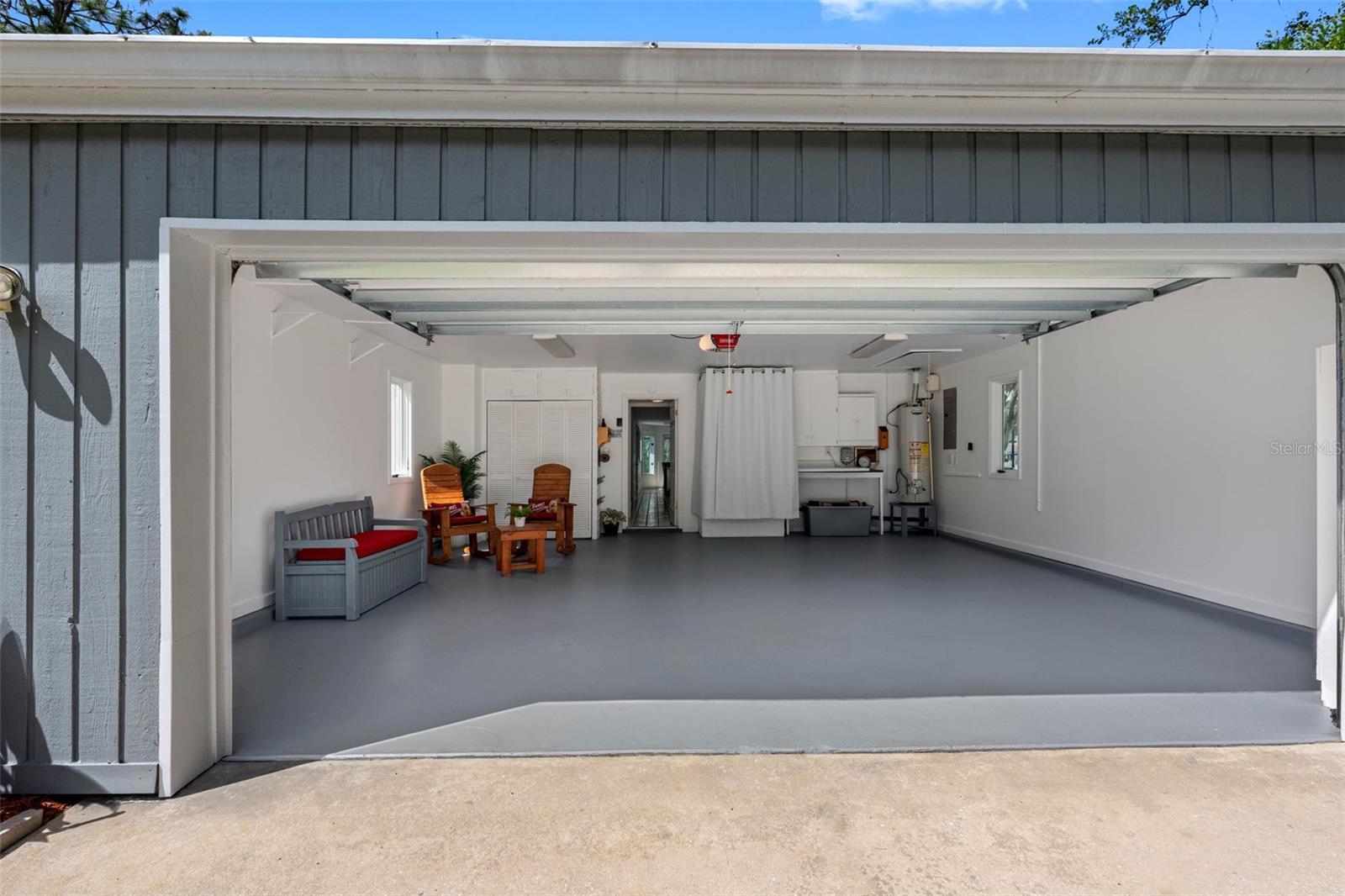 The garage is an oversized two-car