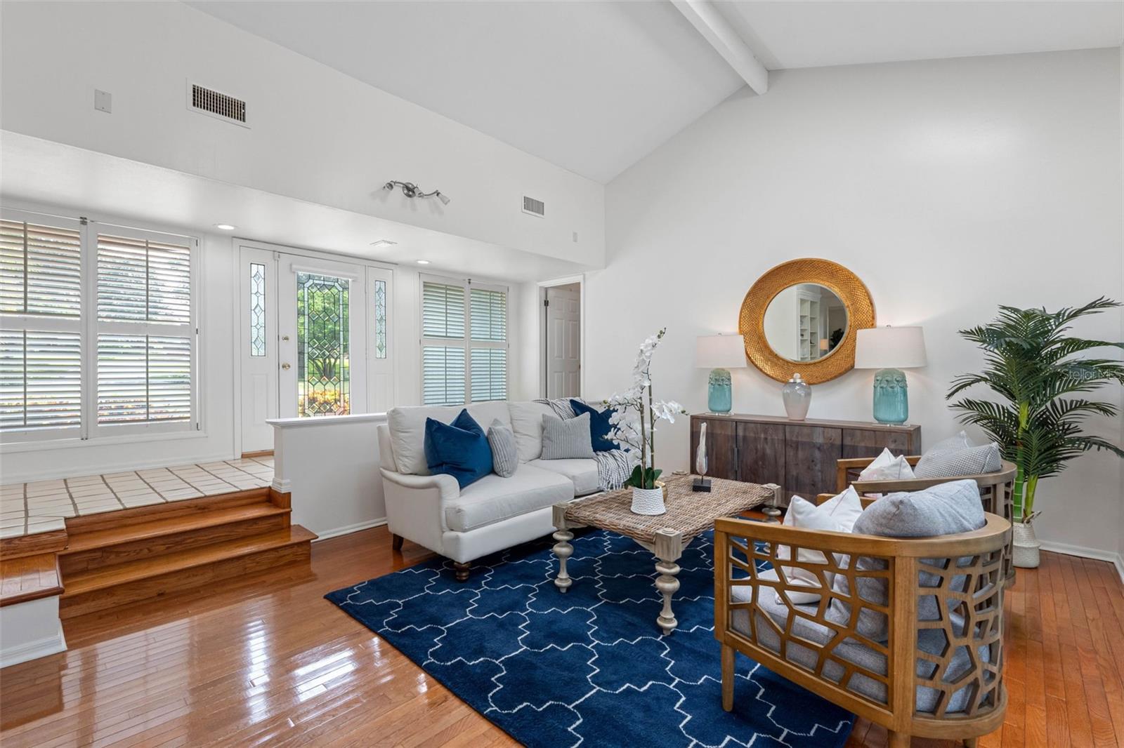 Living Room with Cathedral Ceiling