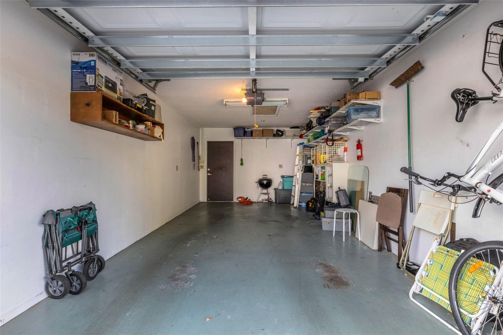 1 car garage Room for a golf cart and storage shelves