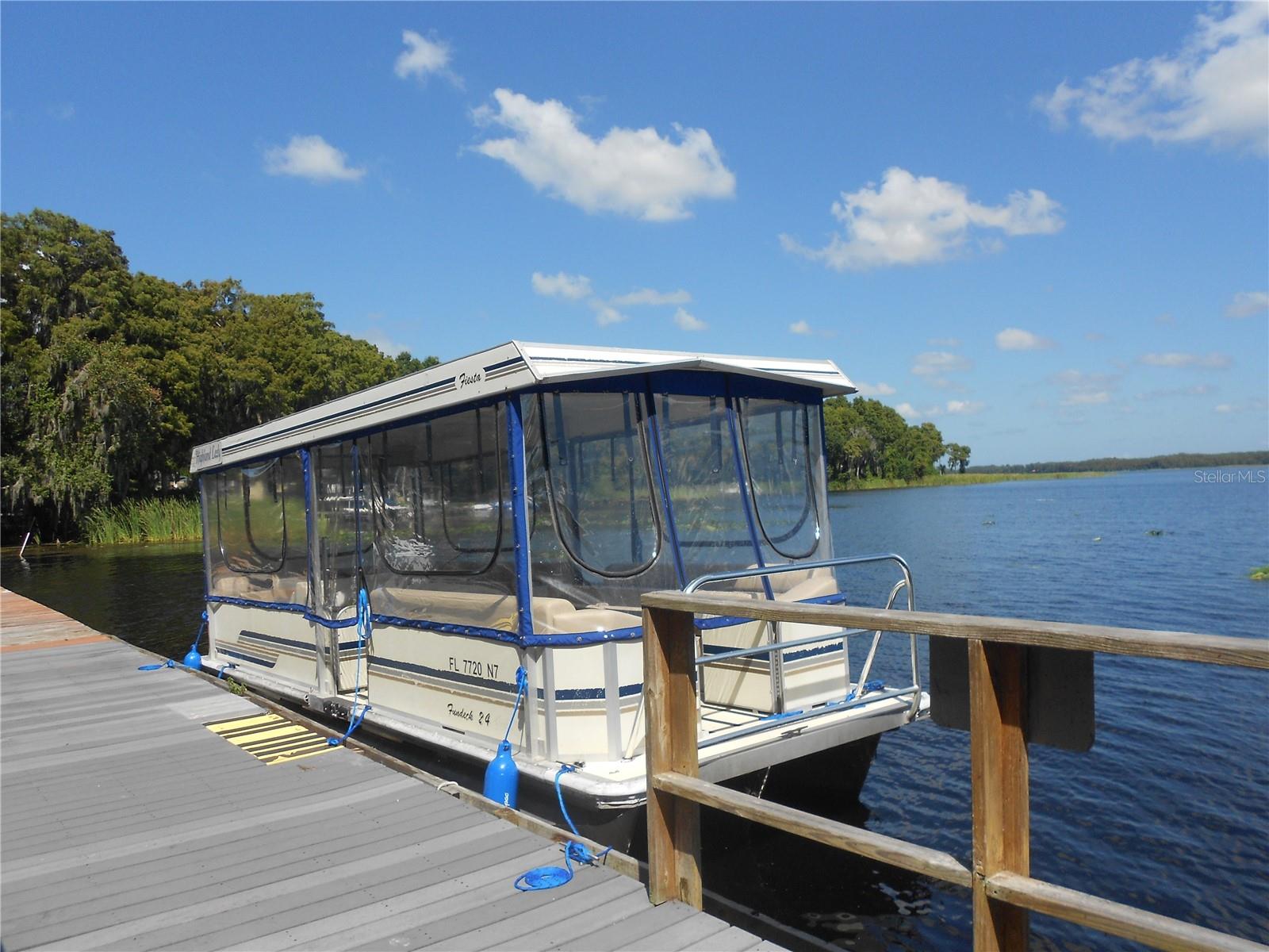 One of the 2 pontoon boats