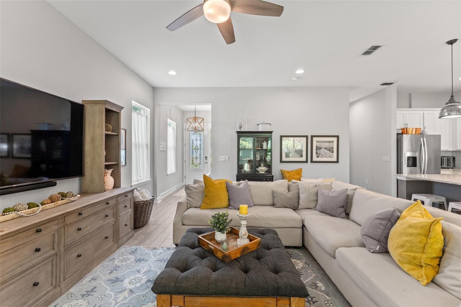 Thoughtfully designed living space with neutral tones and elegant finishes offering both comfort and sophistication.