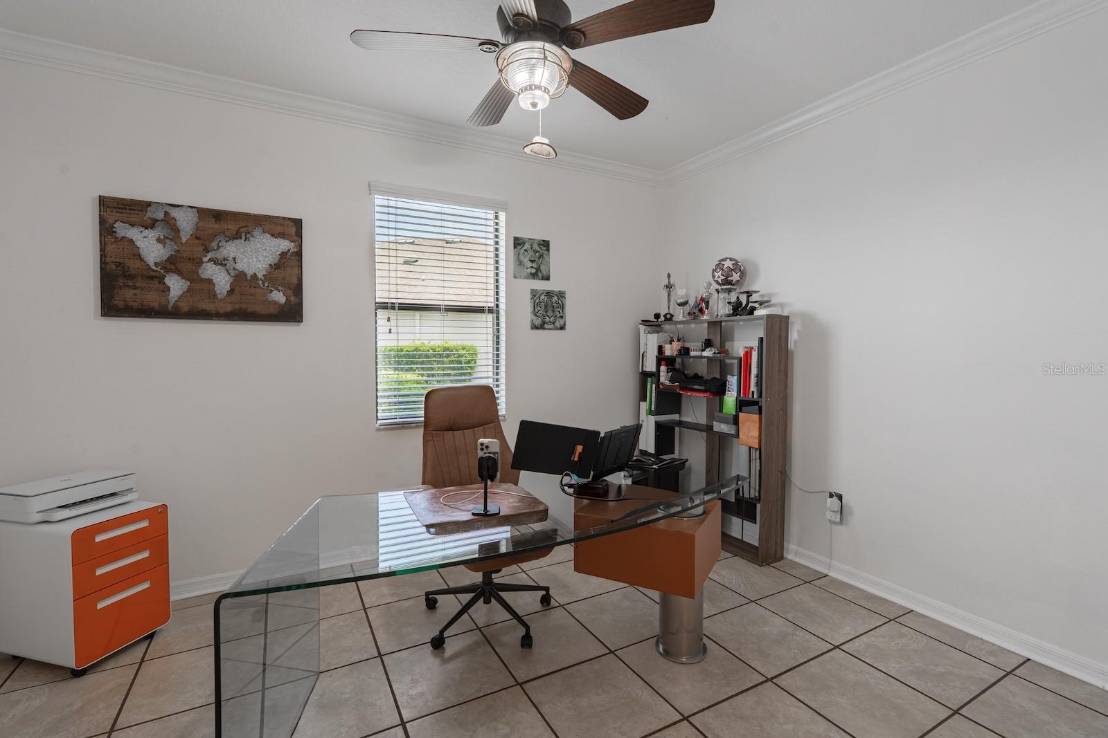 Office space is conveniently located on the main floor and can easily function as a sixth bedroom.