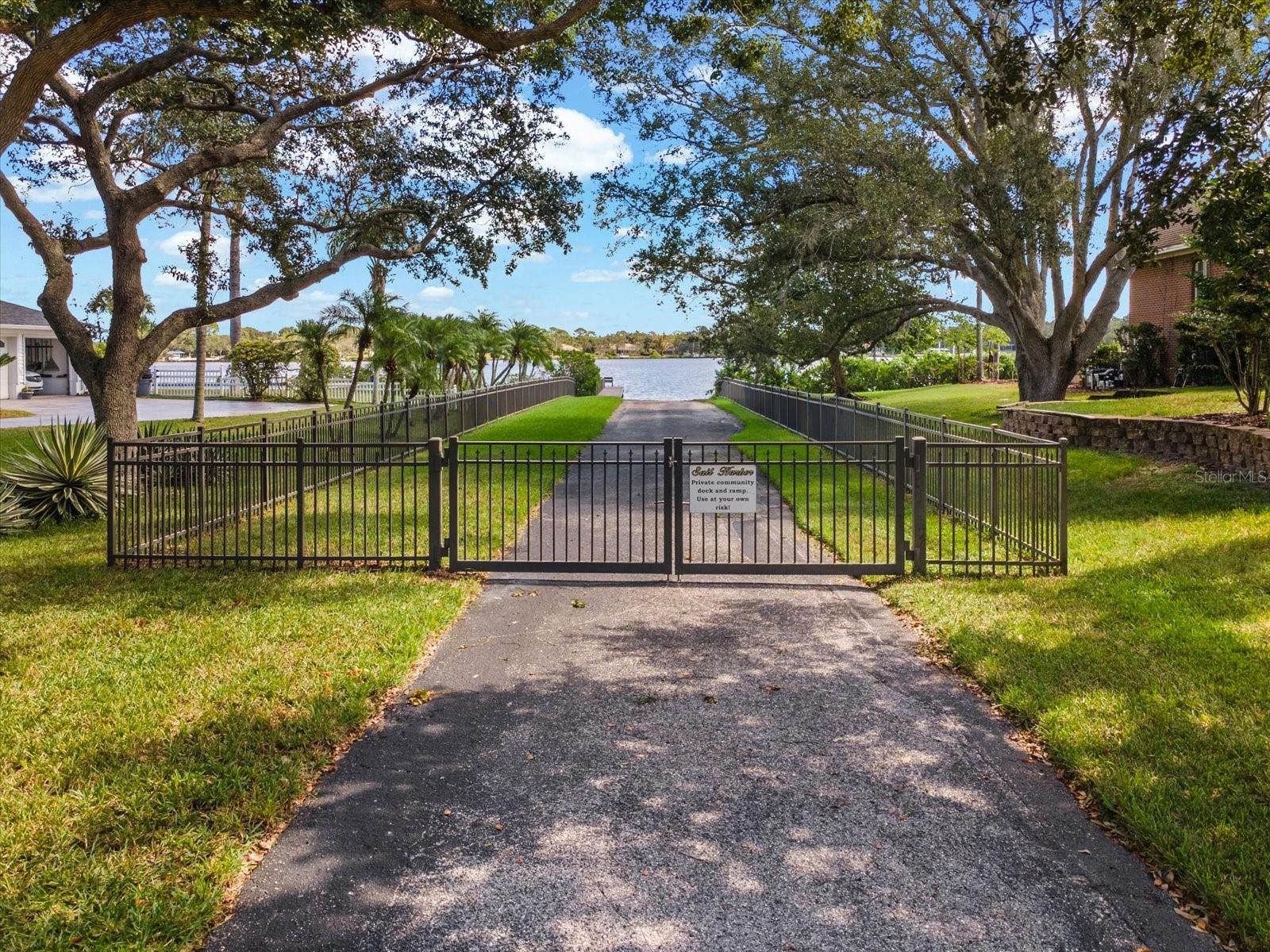 Community boat ramp and dock just across the street