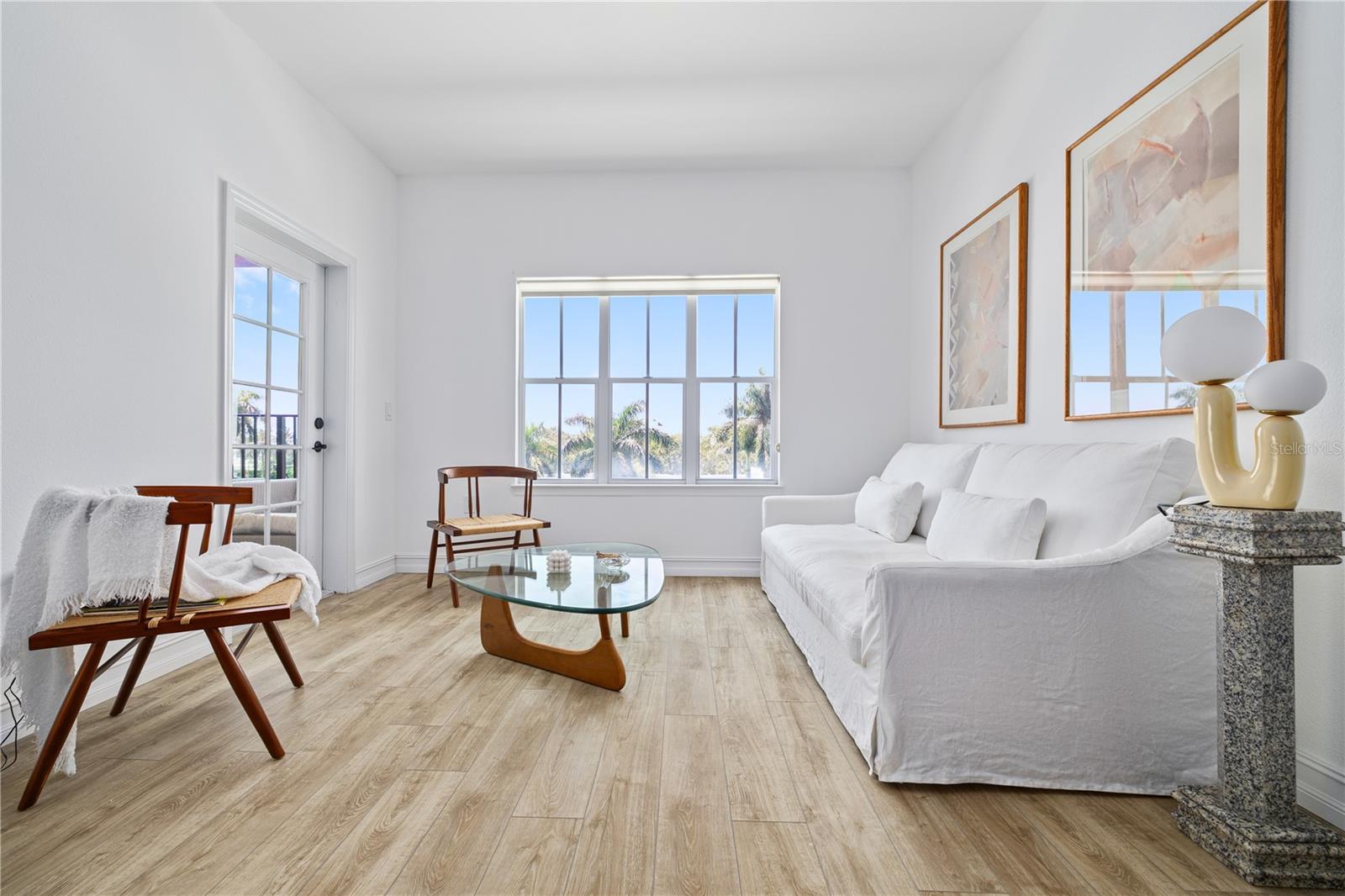 Southern exposures fill the space with natural light throughout the year