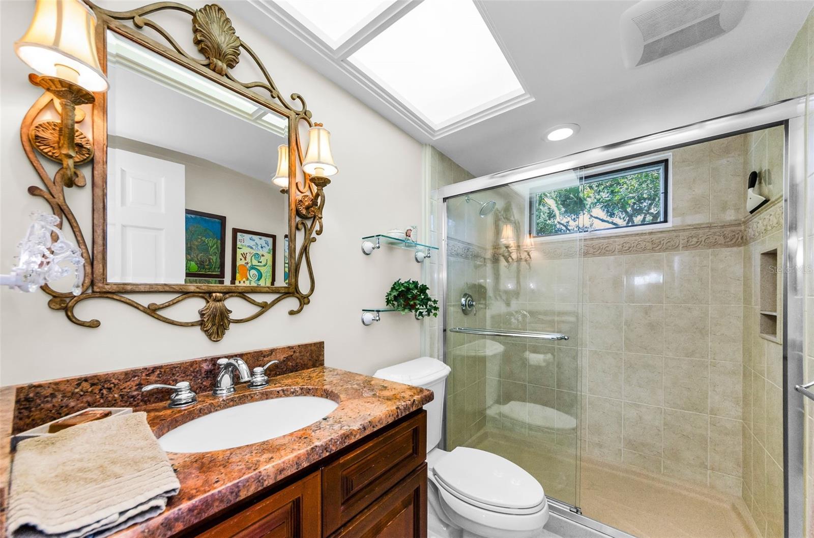 Elegant hall bath for guests.
