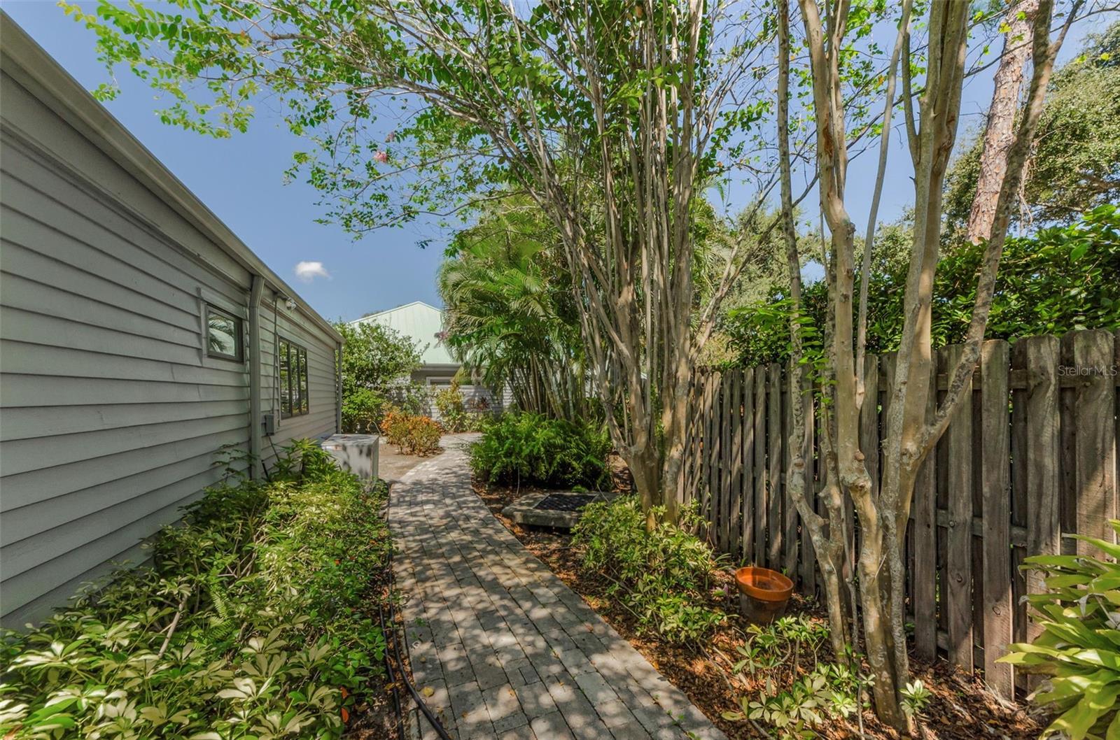 Garden pathway in the back of the home.