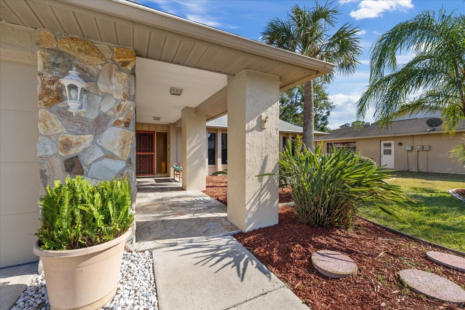 Covered front porch entry