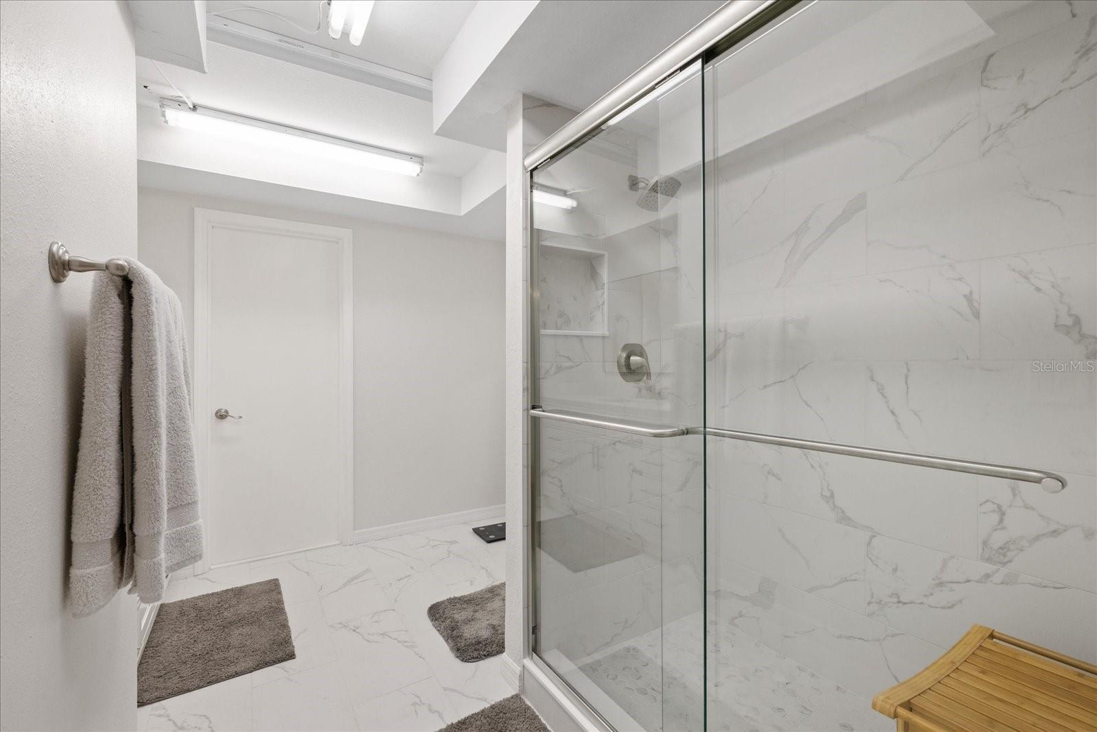 Primary Updated shower bright and light