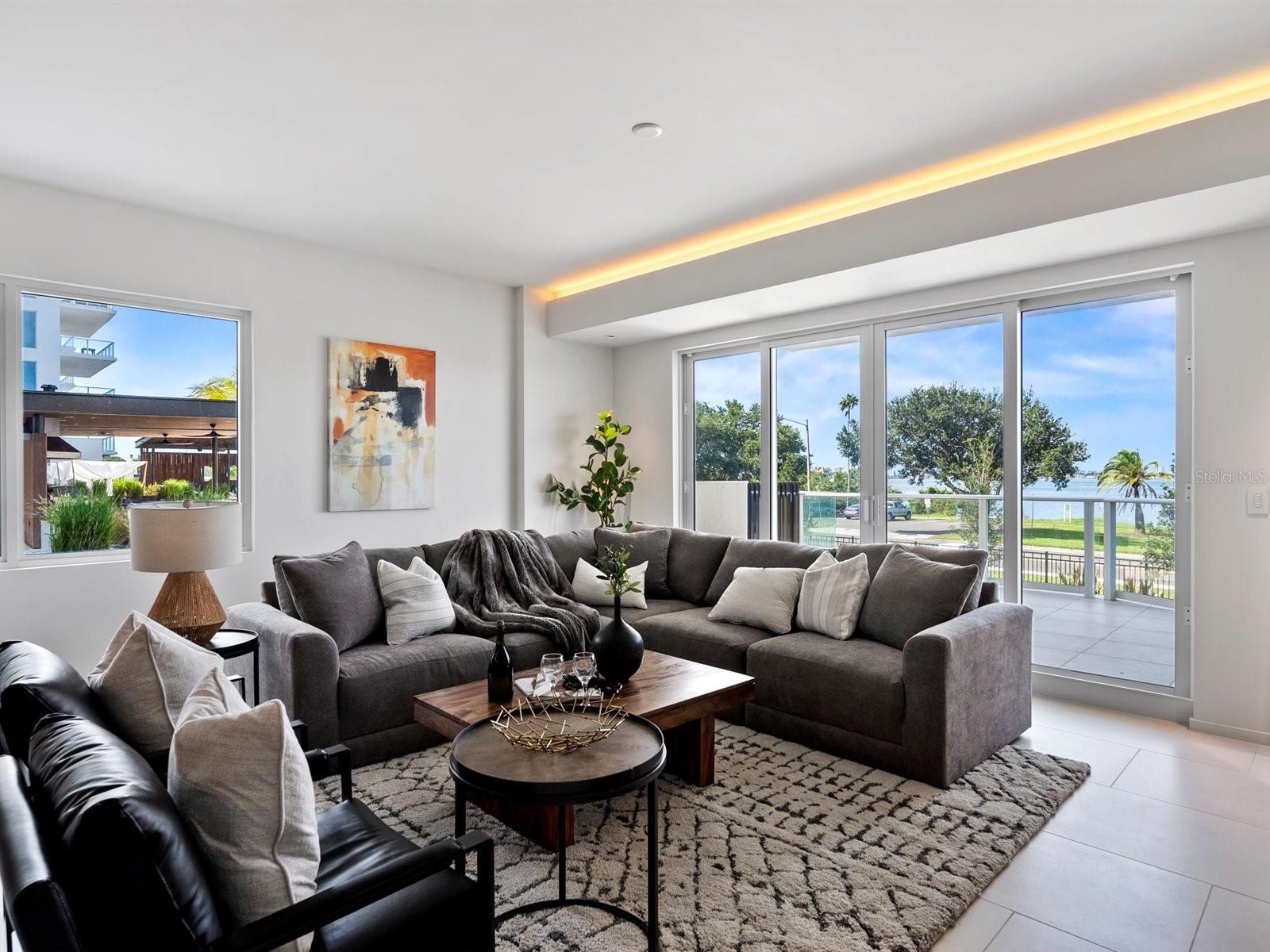 Living Room w/ Sunset water views