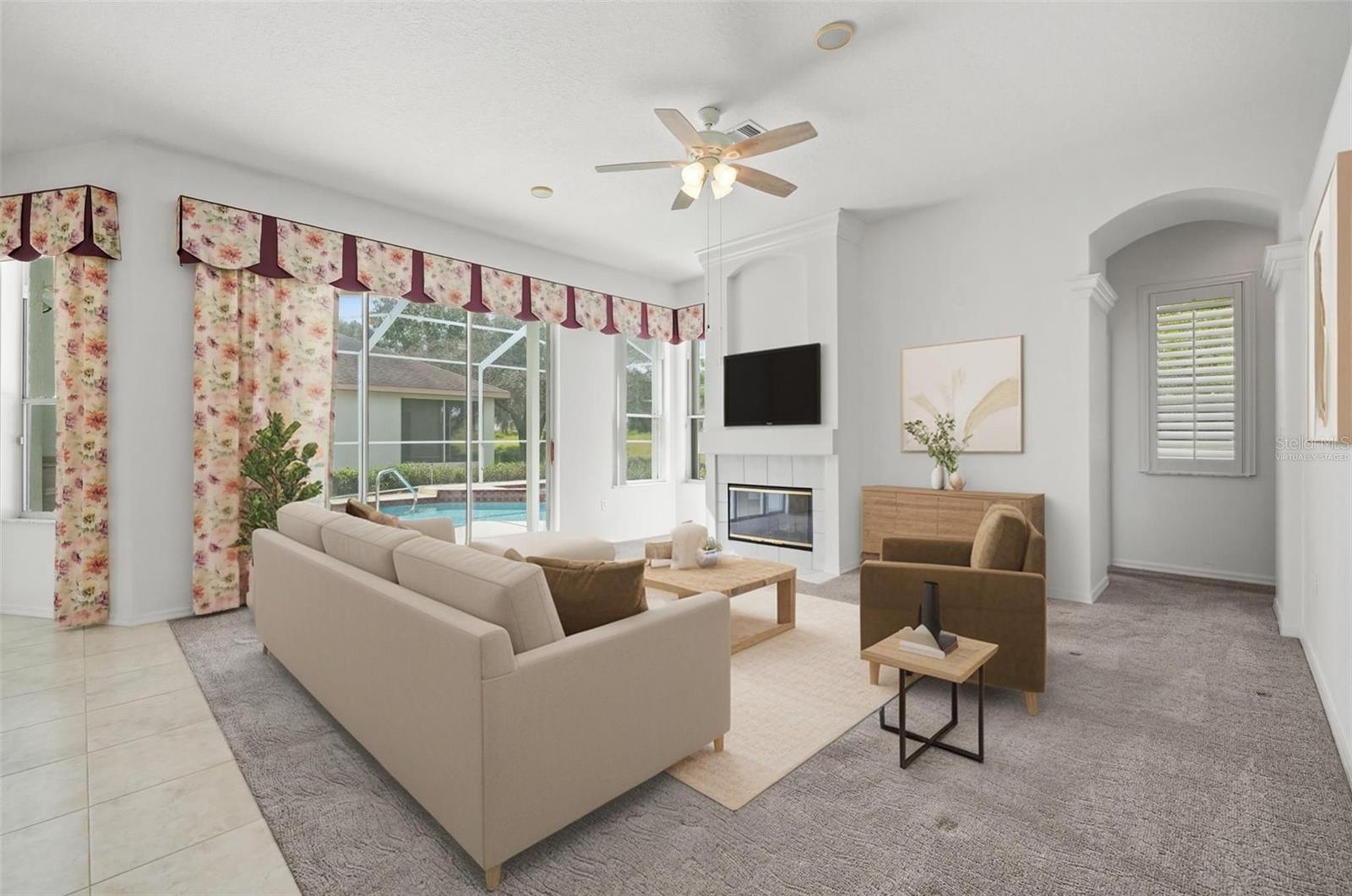 Virtually staged Family Room