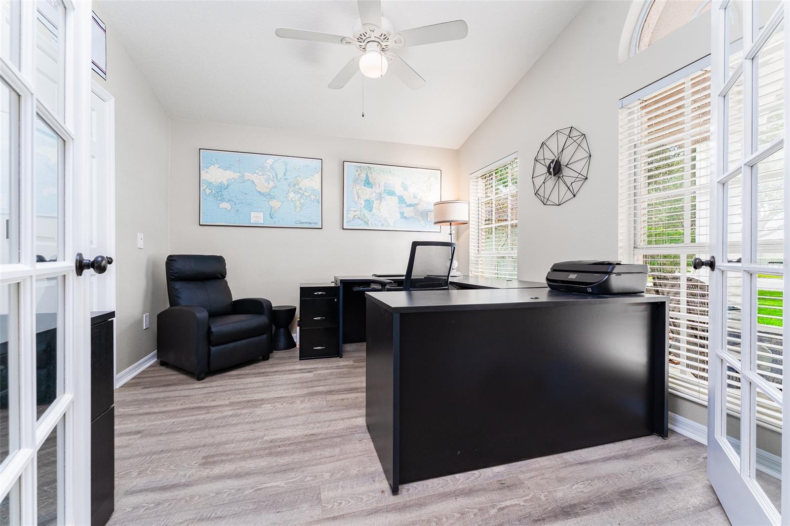 Office with Glass French Doors