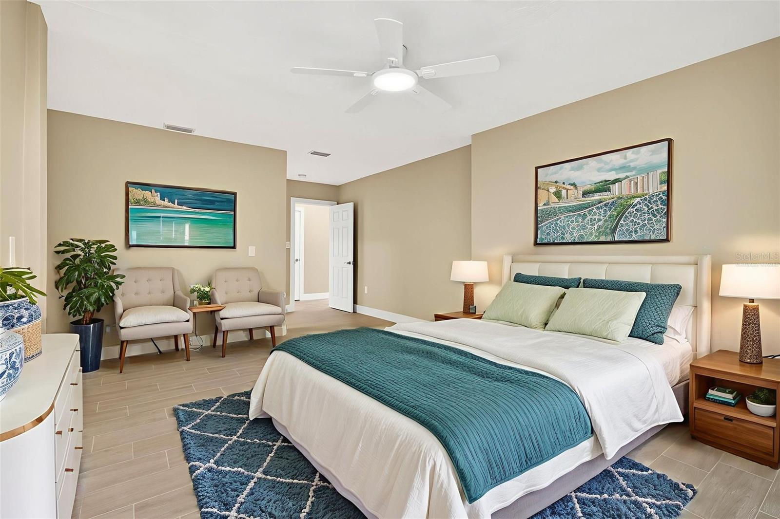 Virtually Staged Primary Bedroom - Room to add a Desk