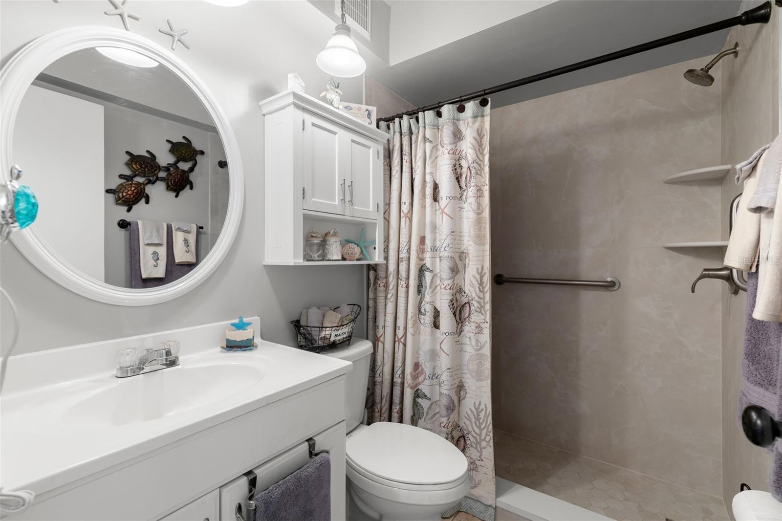 Updated bath with brand new shower